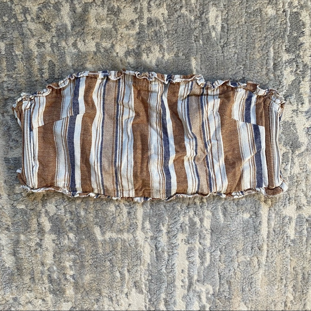 Cotton On Adjustable Tube Top! Tan, blue, and cream stripes